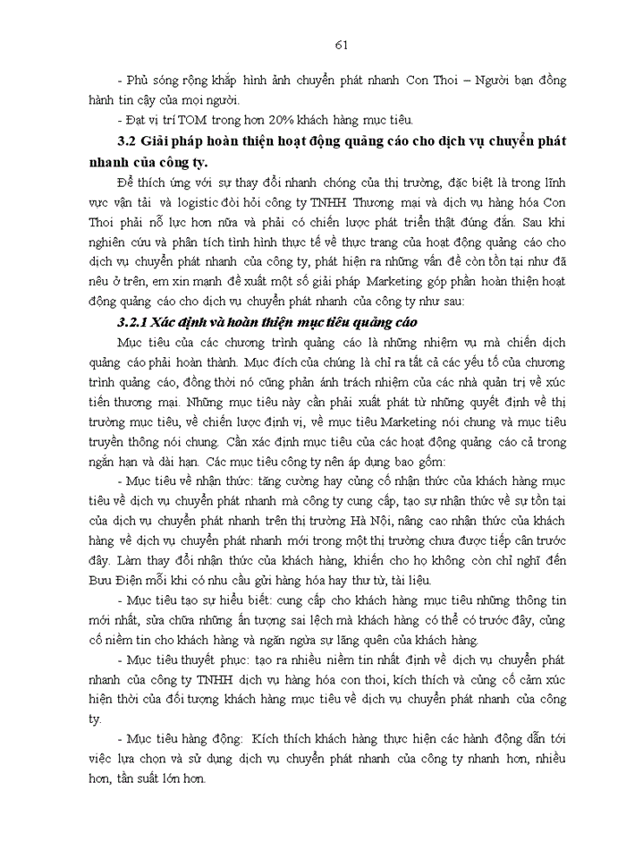 image for page Thực trạng hoạt động Marketing và các hoạt động Quảng cáo cho dịch vụ Chuyển phát nhanh của Công ty Trách nhiệm Hữu hạn Thương mại và Dịch vụ hàng hóa Con Thoi