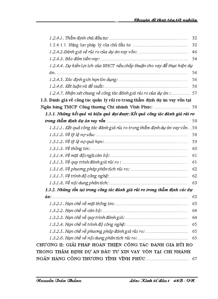 THS Công tác đánh giá rủi ro trong thẩm định dự án đầu tư vay vốn tại Ngân hàng Thương mại Cổ phần Công thương Việt Nam Chi nhánh Vĩnh Phúc