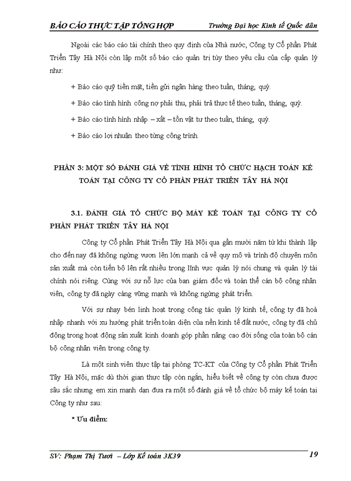 image for page Tổ chức bộ máy Kế toán và hệ thống Kế toán tại Công ty Cổ phần Phát Triển Tây Hà Nội