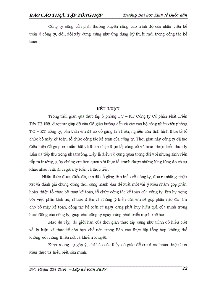 image for page Tổ chức bộ máy Kế toán và hệ thống Kế toán tại Công ty Cổ phần Phát Triển Tây Hà Nội