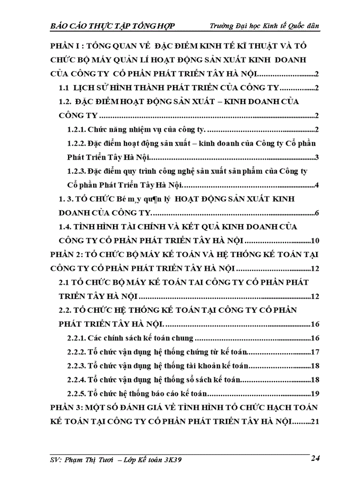 image for page Tổ chức bộ máy Kế toán và hệ thống Kế toán tại Công ty Cổ phần Phát Triển Tây Hà Nội