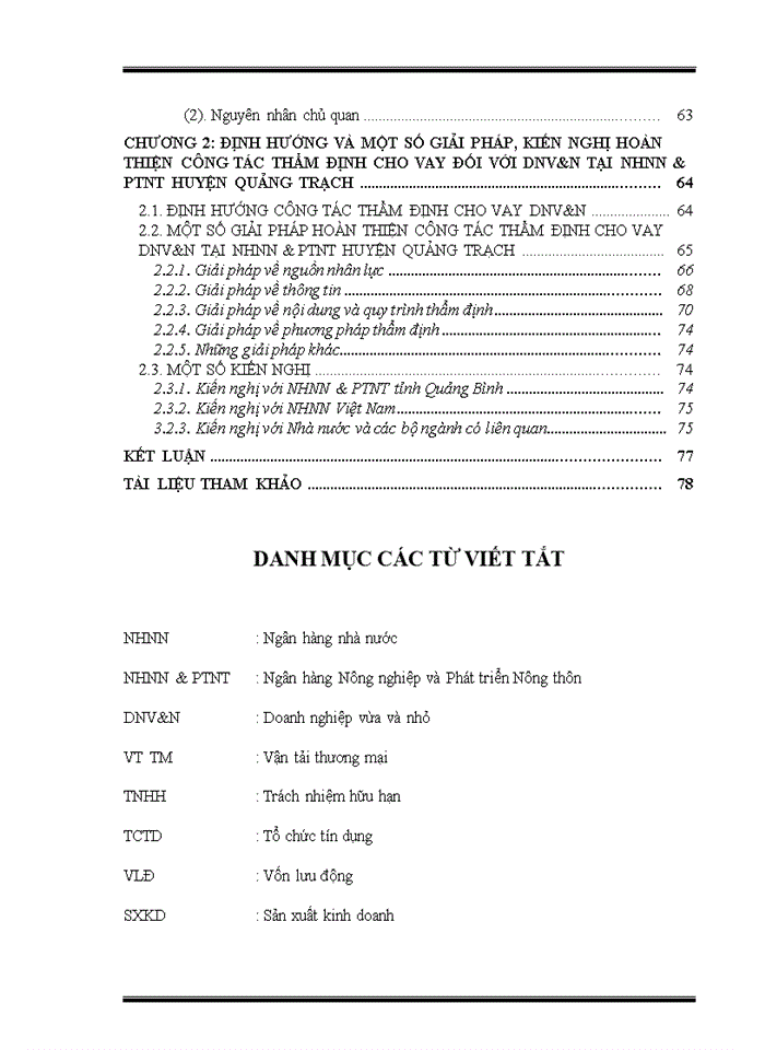 image for page Hoàn thiện công tác thẩm định cho vay Doanh nghiệpVvàN tại Ngân hàng Nông nghiệp và Phát triển Nông thôn huyện Quảng Trạch