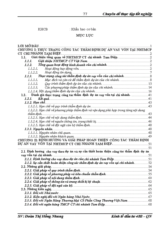 image for page Định hướng và giải pháp hoàn thiện công tác thẩm định dự án vay vốn tại Ngân hàng Thương mạiCổ phần ct chi nhánh tam điệp