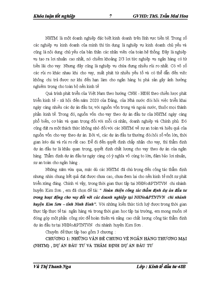 image for page THS Hoàn thiện công tác thẩm định dự án đầu tư trong hoạt động cho vay đối với các doanh nghiệp tại Ngân hàng Nông nghiệp và Phát triển Nông thônViệt Nam chi nhánh huyện Kim Sơn tỉnh Ninh Bình