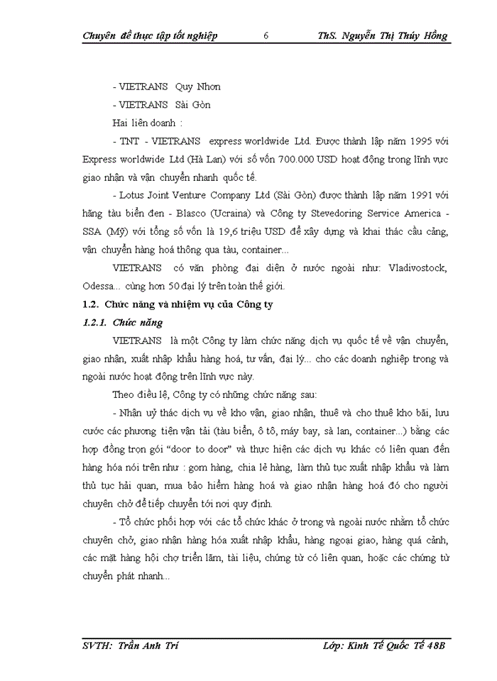 image for page Hoạt động giao nhận hàng hóa quốc tế bằng đường biển tại Công ty giao nhận kho vận ngoại thương - VIETRANS
