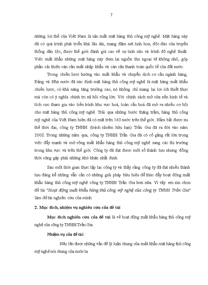 image for page Hoạt động Xuất khẩu hàng thủ công mỹ nghệ của Công ty Trách nhiệm Hữu hạn Trần Gia