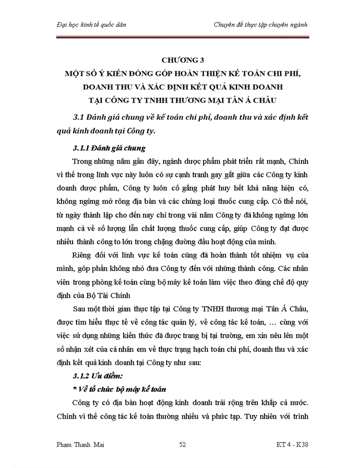 image for page Hoàn thiện Kế toán chi phí doanh thu và xác định kết quả Kinh doanh trong Công ty Trách nhiệm Hữu hạn Thương mại Tân Á Châu