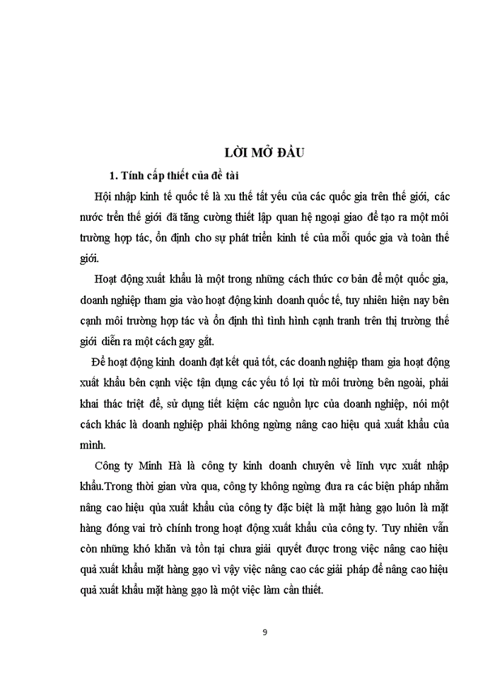 image for page Nâng cao hiệu quả Xuất khẩu mặt hàng gạo tại Công ty minh hà