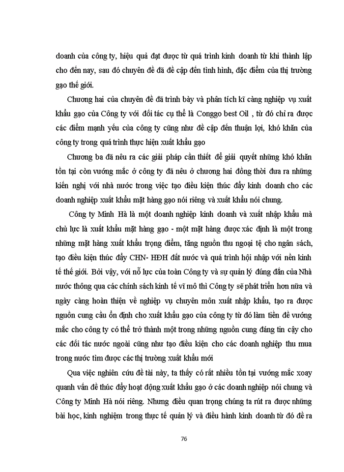 image for page Nâng cao hiệu quả Xuất khẩu mặt hàng gạo tại Công ty minh hà