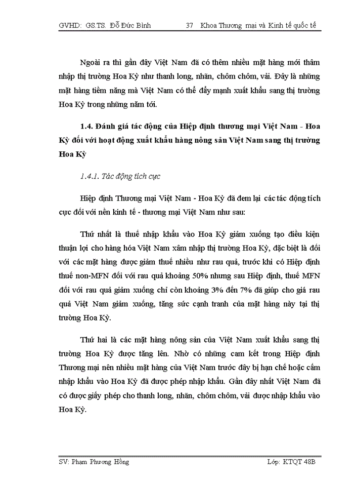 image for page Tác động của Hiệp định Thương mại Việt Nam - Hoa Kỳ tới hoạt động Xuất khẩu hàng nông sản Việt Nam sang thị trường Hoa Kỳ