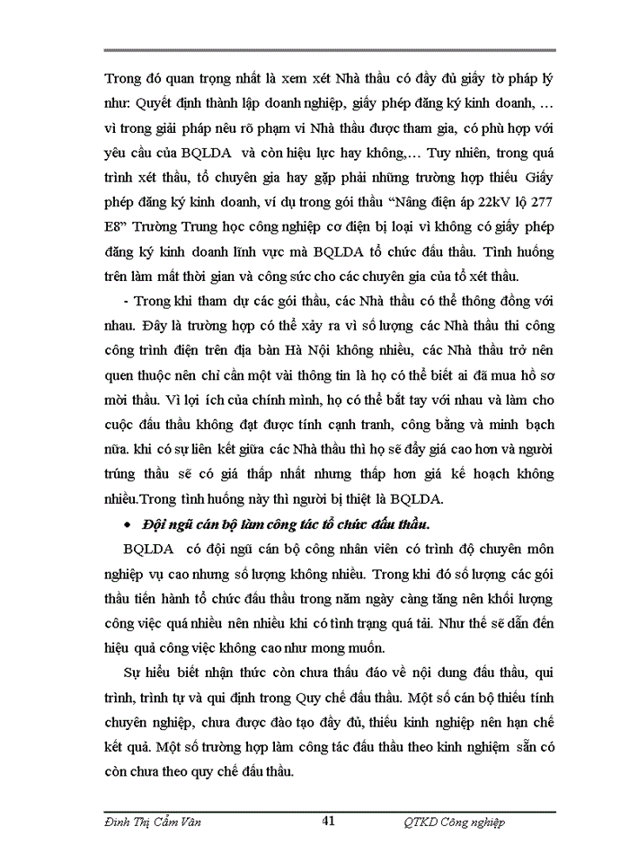 image for page Thực trạng công tác tổ chức đấu thầu tại ban quản lý dự án lưới điện Hà Nội