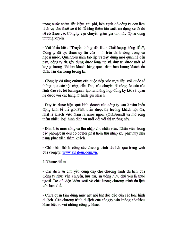 image for page Thực trạng và giải pháp thu hút khách du lịch tại Công ty du lịch và Thương mại quốc tế vinatour