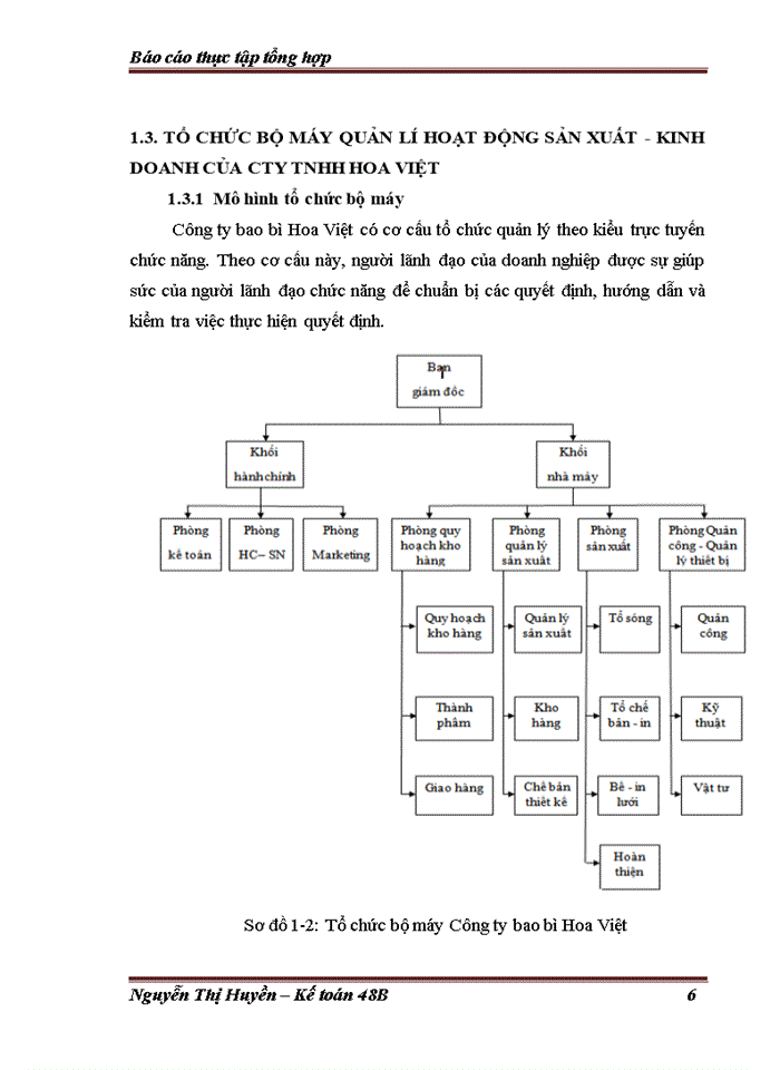 Tổng quan về đặc điểm kinh tế - kĩ thuật và tổ chức bộ máy quản lí hoạt động Sản xuất Kinh doanh của Công ty Trách nhiệm Hữu hạn hoa việt