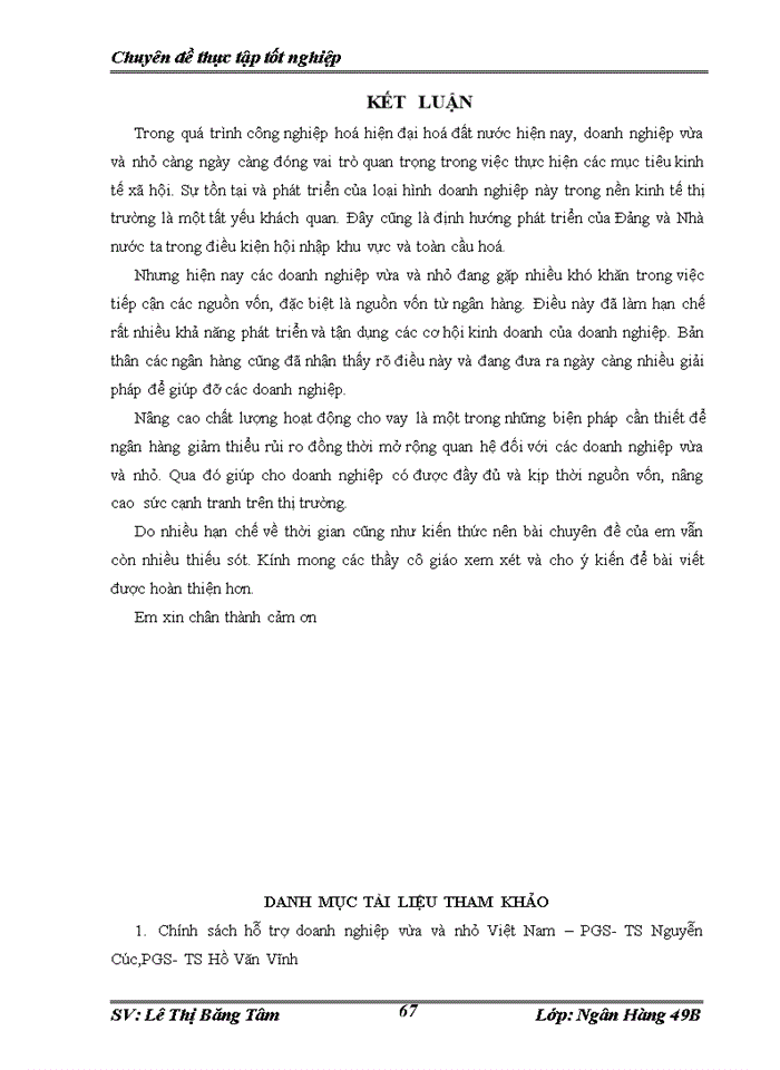 image for page Nâng cao chất lượng hoạt động cho vay đối với doanh nghiệp vừa và nhỏ tại ngân hàng Đầu tư và Phát triển chi nhánh Quang Trung