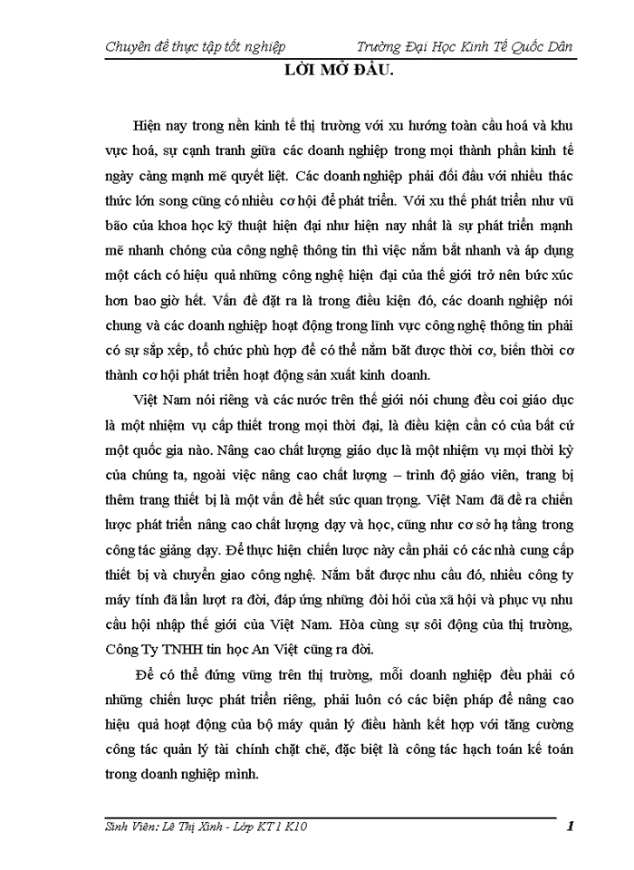 image for page Hoàn thiện Kế toán bán hàng và xác định kết quả bán hàng tại Công ty Trách nhiệm Hữu hạn Tin Học An Việt