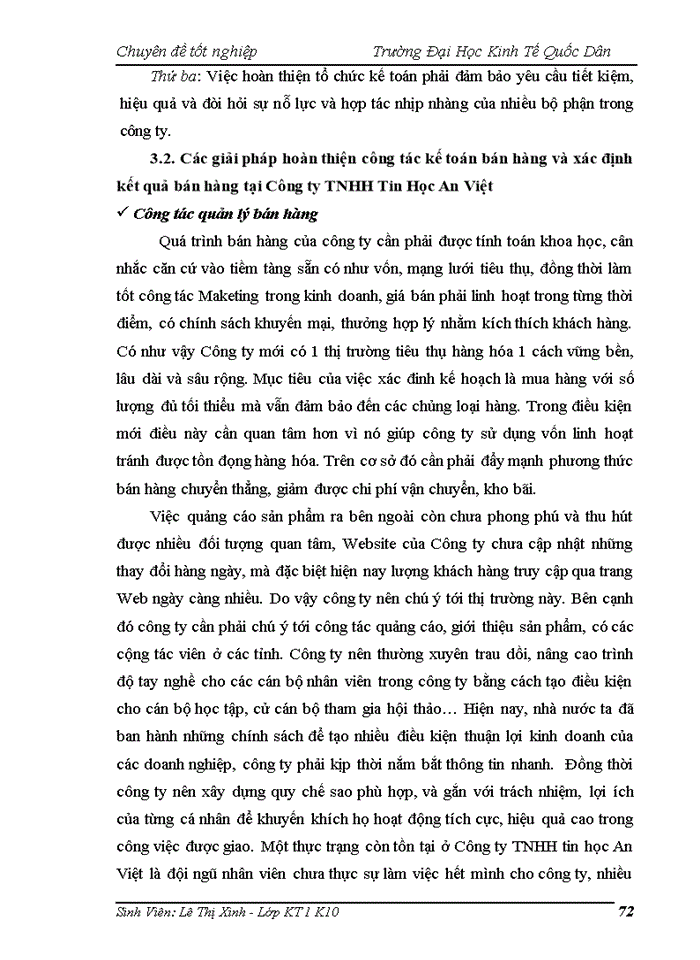 image for page Hoàn thiện Kế toán bán hàng và xác định kết quả bán hàng tại Công ty Trách nhiệm Hữu hạn Tin Học An Việt