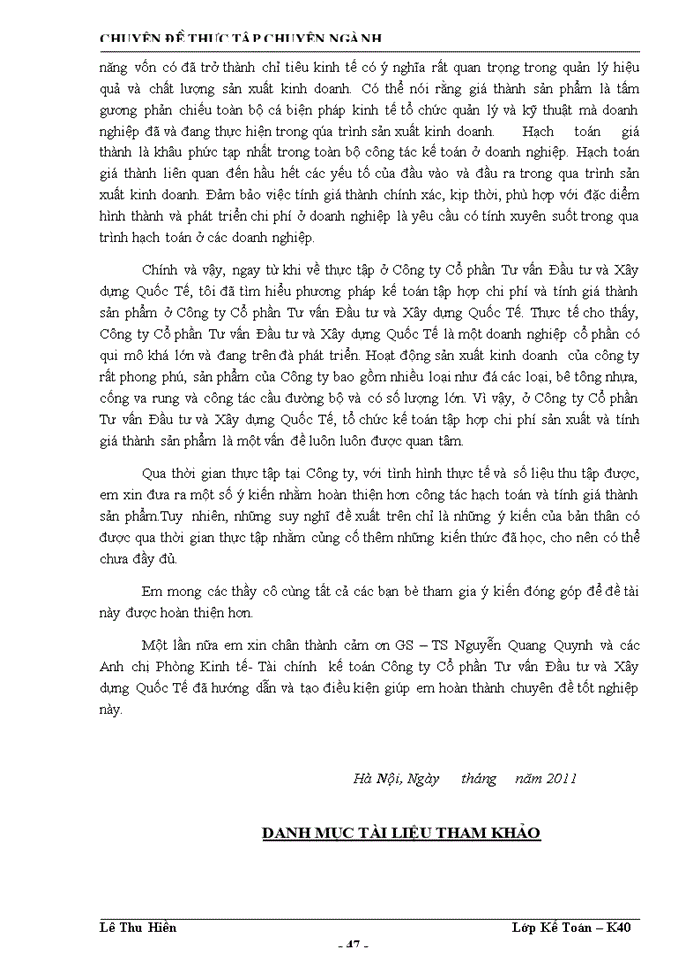 image for page Kế toán Chi phí sản xuất và tính gía thành sản phầm tại Công ty Cổ phần Tư vấn Đầu tư và Xây dựng Quốc tế