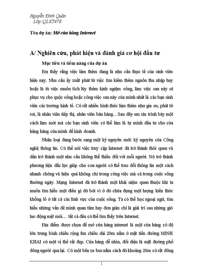 image for page Lập dự án Mở cửa hàng Internet