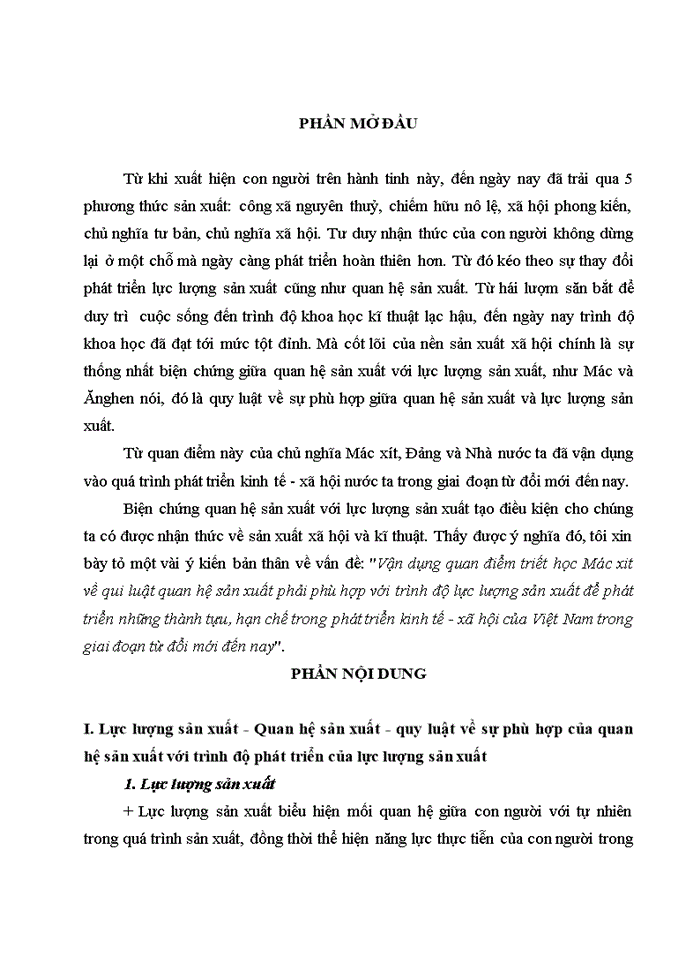 image for page Vận dụng quan điểm triết học Mác xit về qui luật quan hệ sản xuất phải phù hợp với trình độ lực lượng sản xuất để phát triển những thành tựu hạn chế trong phát triển kinh tế - xã hội của Việt Nam trong giai đoạn từ đổi mới đến nay