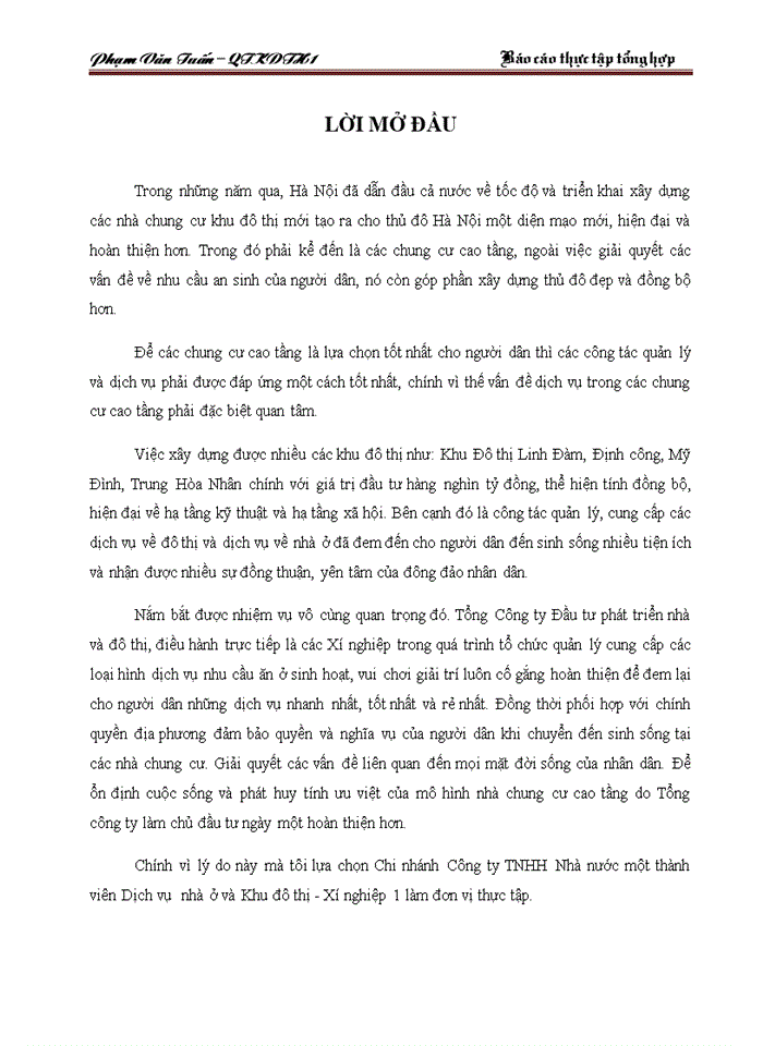 image for page Cơ cấu tổ chức chức năng nhiệm vụ bộ máy chi nhánh Công ty Trách nhiệm Hữu hạng một thành viên dịch vụ nhà ở và khu đô thị - xí nghiệp 1