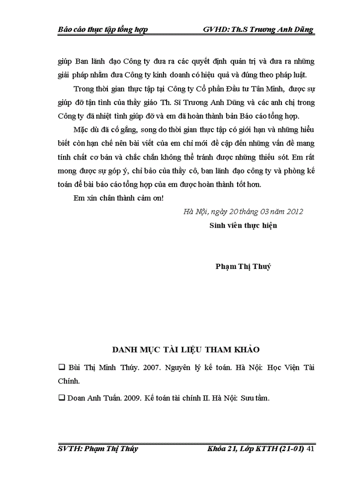 image for page Tổ chức bộ máy kế toán và hệ thống kế toán tại Công ty Cổ phần Đầu tư Tân Minh