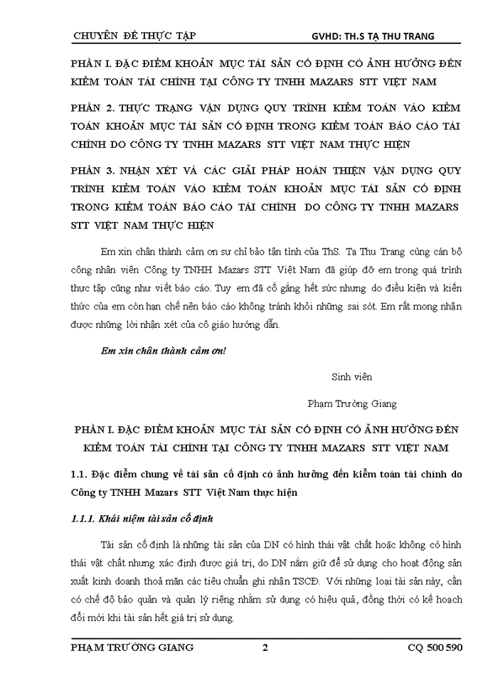 image for page THS Vận dụng quy trình kiểm toán vào kiểm toán khoản mục tài sản cố đinh trong kiểm toán Báo cáo tài chính do Công ty Trách nhiệm Hữu hạng Mazars STT Việt Nam thực hiện