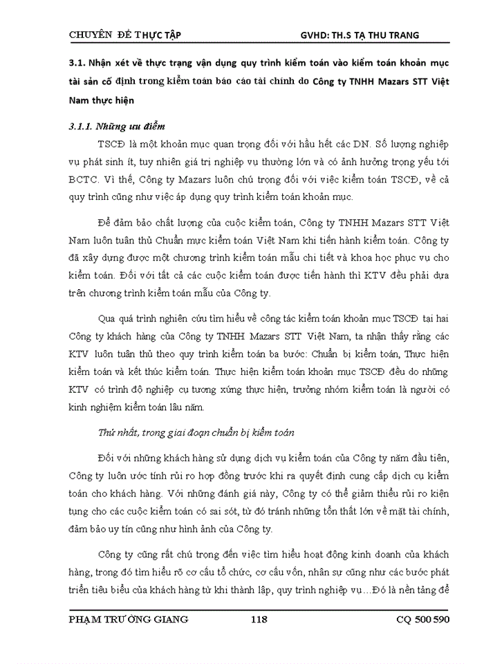 image for page THS Vận dụng quy trình kiểm toán vào kiểm toán khoản mục tài sản cố đinh trong kiểm toán Báo cáo tài chính do Công ty Trách nhiệm Hữu hạng Mazars STT Việt Nam thực hiện