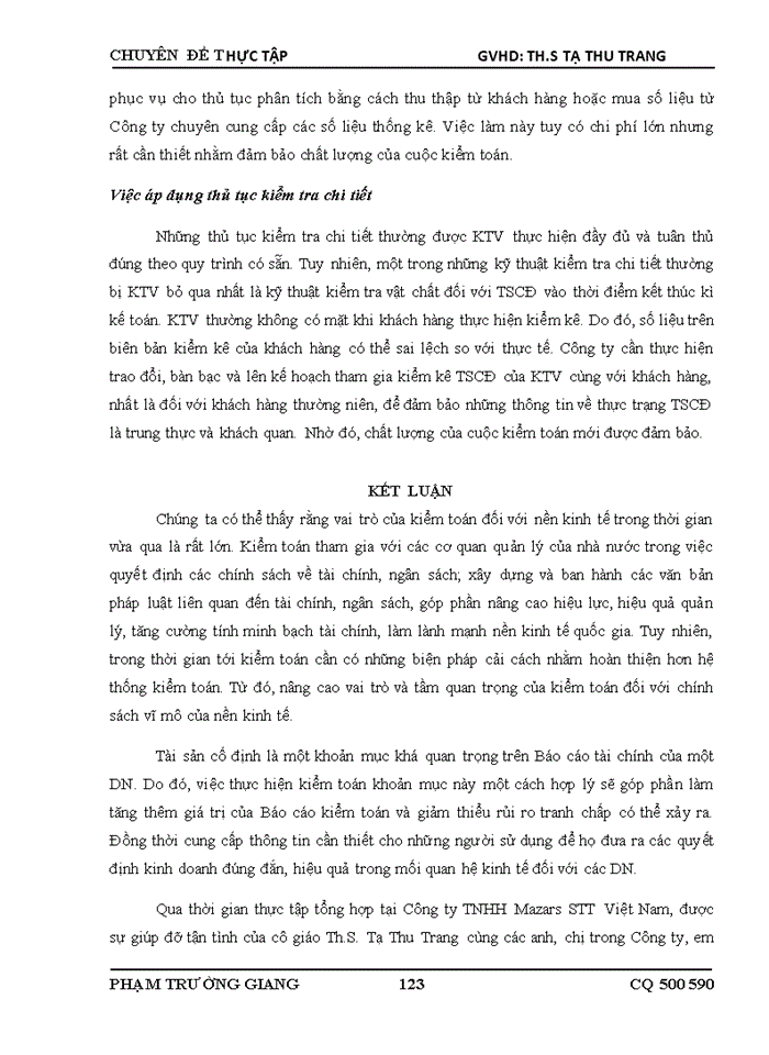 image for page THS Vận dụng quy trình kiểm toán vào kiểm toán khoản mục tài sản cố đinh trong kiểm toán Báo cáo tài chính do Công ty Trách nhiệm Hữu hạng Mazars STT Việt Nam thực hiện