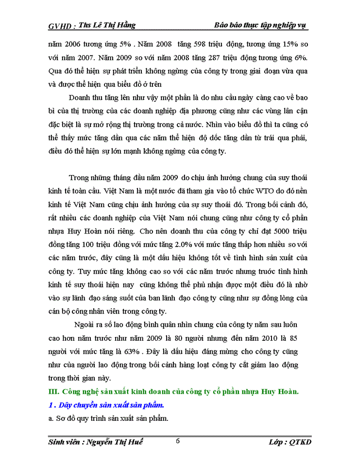 image for page Khái quát tình hình sản xuất kinh doanh của Công ty cổ phần nhựa Huy Hoàn