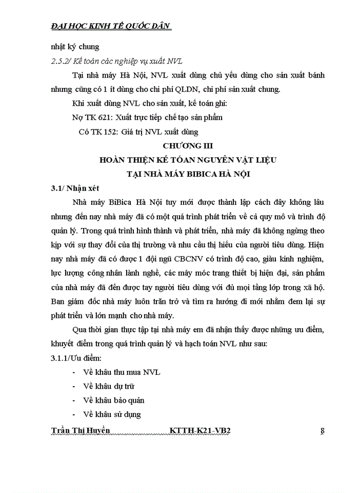 image for page Hoàn thiện kế toán Nguyên vật liệu tại nhà máy BiBiCa Hà Nội