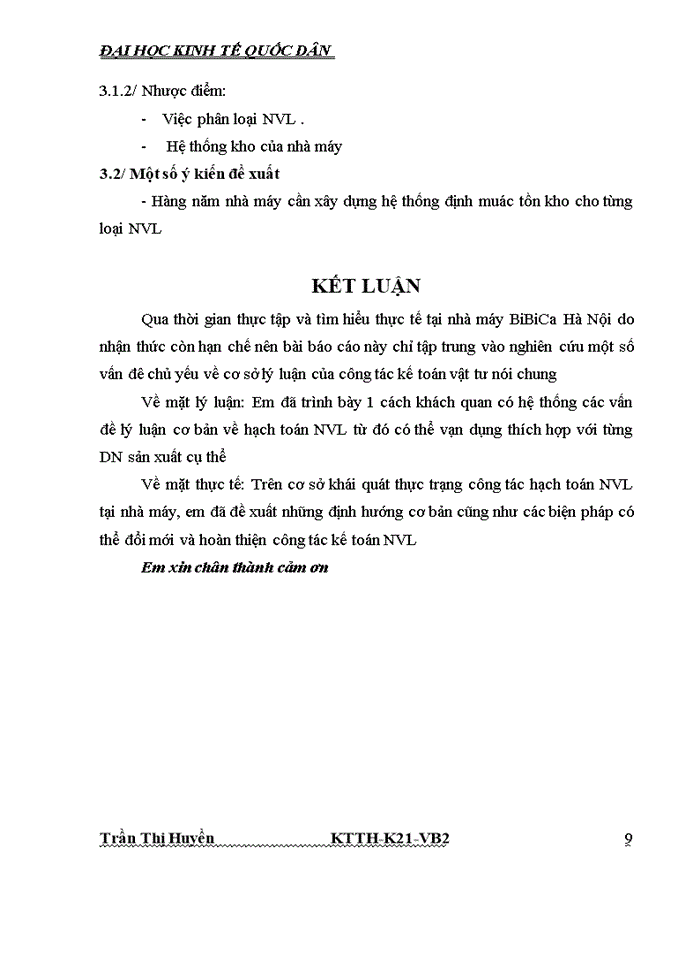 image for page Hoàn thiện kế toán Nguyên vật liệu tại nhà máy BiBiCa Hà Nội