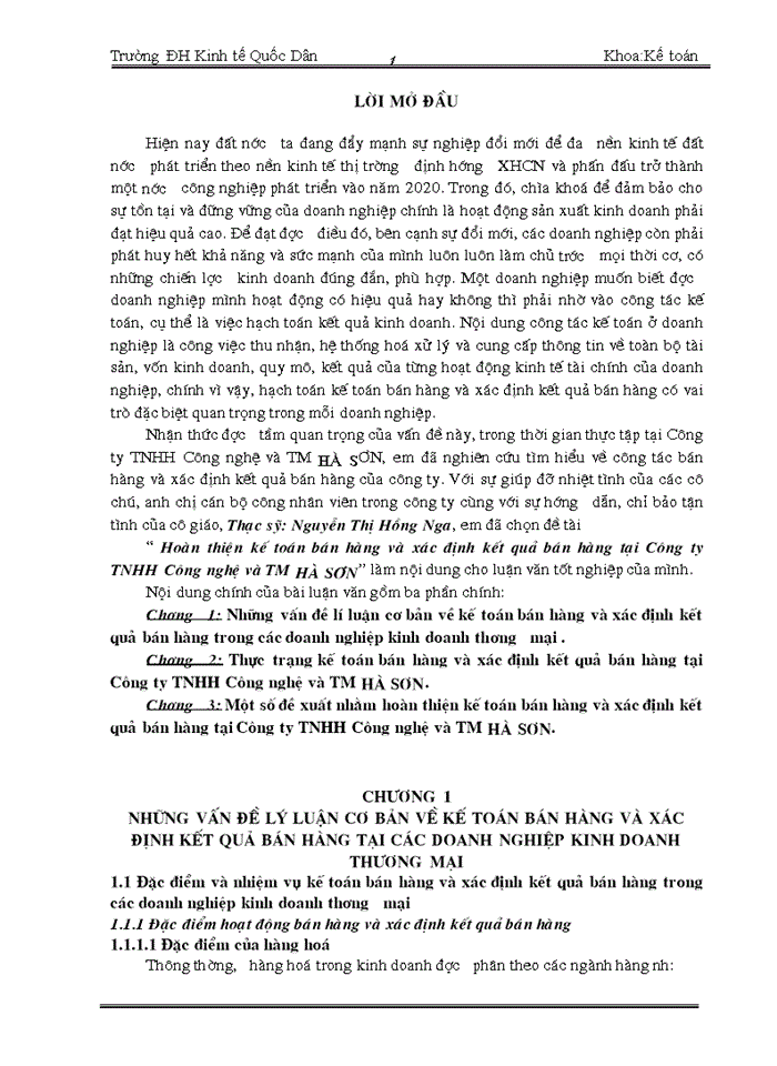 image for page Hoàn thiện kế toán bán hàng và xác định kết quả bán hàng tại Công ty Trách nhiệm Hữu hạng Công nghệ và Thương mại HÀ SƠN