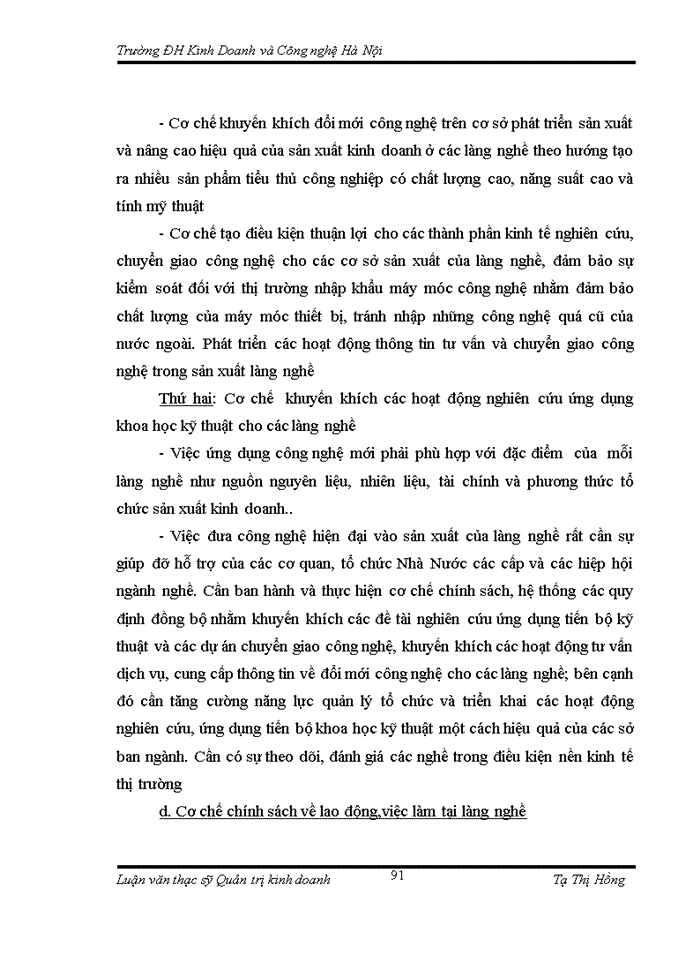 image for page THS Thực trạng và một số giải pháp phát triển du lịch với khôi phục phát triển làng nghề tại Công ty Trách nhiệm Hữu hạng du lịch Mở Việt Nam Hà Nội
