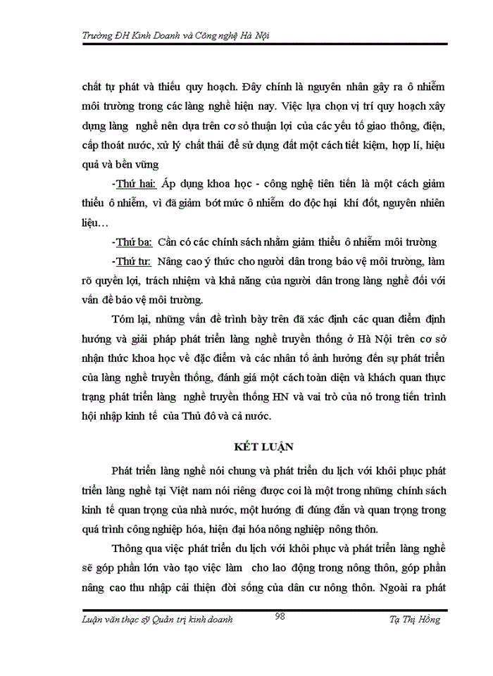 image for page THS Thực trạng và một số giải pháp phát triển du lịch với khôi phục phát triển làng nghề tại Công ty Trách nhiệm Hữu hạng du lịch Mở Việt Nam Hà Nội