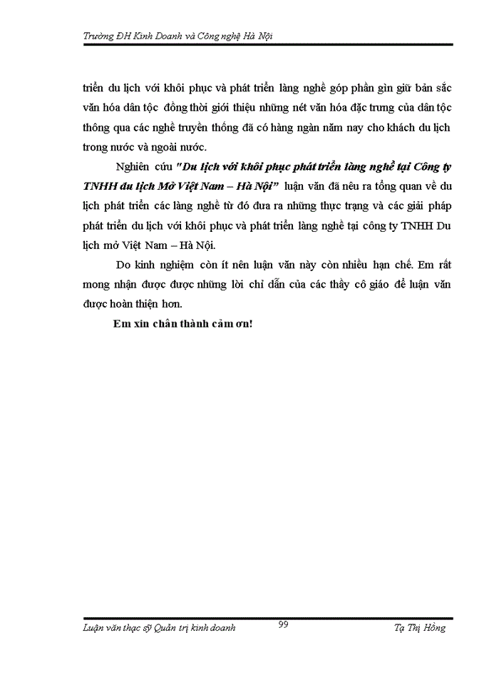image for page THS Thực trạng và một số giải pháp phát triển du lịch với khôi phục phát triển làng nghề tại Công ty Trách nhiệm Hữu hạng du lịch Mở Việt Nam Hà Nội