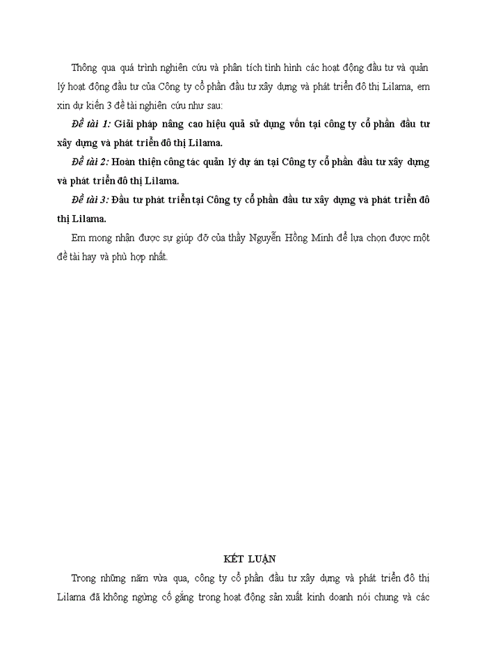 image for page Thực trạng các hoạt động đầu tư và quản lý hoạt động đầu tư của Công ty Cổ phần Đầu tư và Phát triển đô thị Lilama