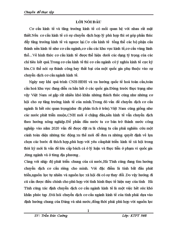 image for page Thực trạng định hướng và giải pháp chuyển dịch cơ cấu ngành kinh tế Hà Tĩnh giai đoạn 2011-2020