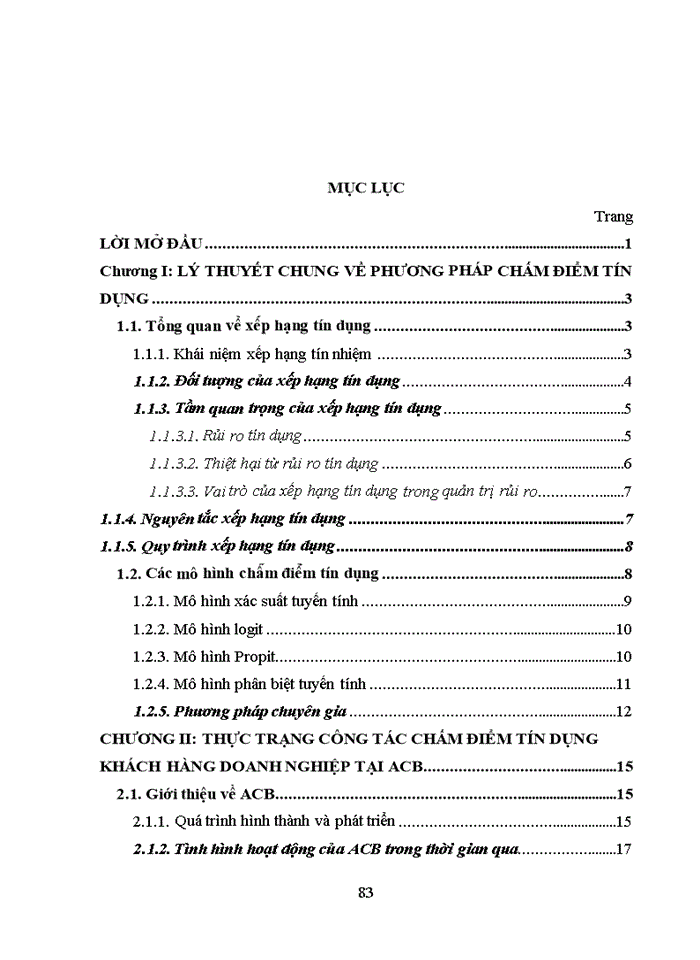 image for page Ứng dụng mô hình Logistic xây dựng quy trình xếp hạng tín dụng doanh nghiệp vay vốn tại ngân hàng ACB