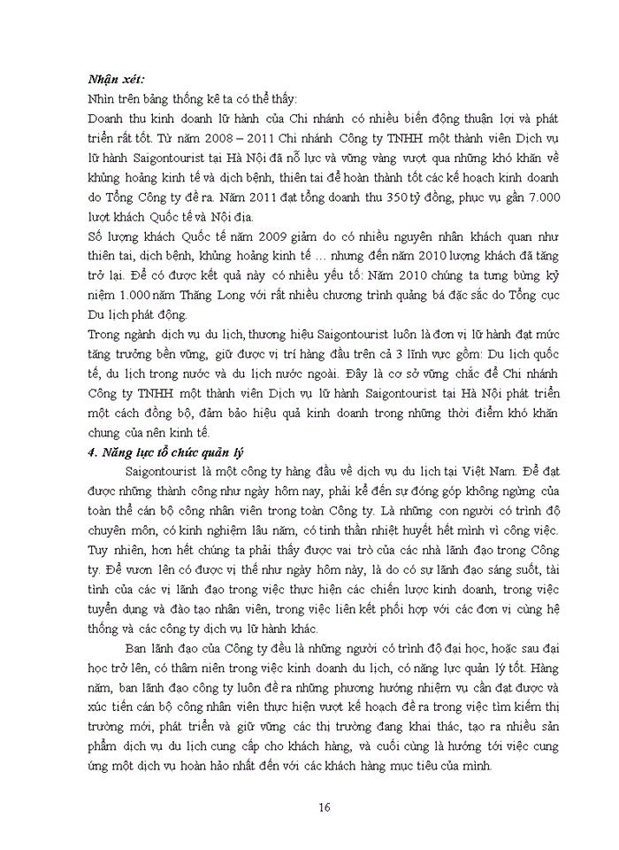 image for page Tình hình hoạt động kinh doanh Chi nhánh Công ty Trách nhiệm Hữu hạng một thành viên dịch vụ Lữ hành Saigontourist tại Hà Nội
