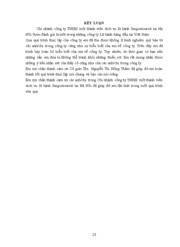 image for page Tình hình hoạt động kinh doanh Chi nhánh Công ty Trách nhiệm Hữu hạng một thành viên dịch vụ Lữ hành Saigontourist tại Hà Nội