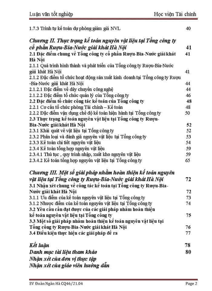 image for page Kế toán nguyên vật liệu tại Tổng Công ty cổ phần Rượu-Bia-Nước giải khát Hà Nội