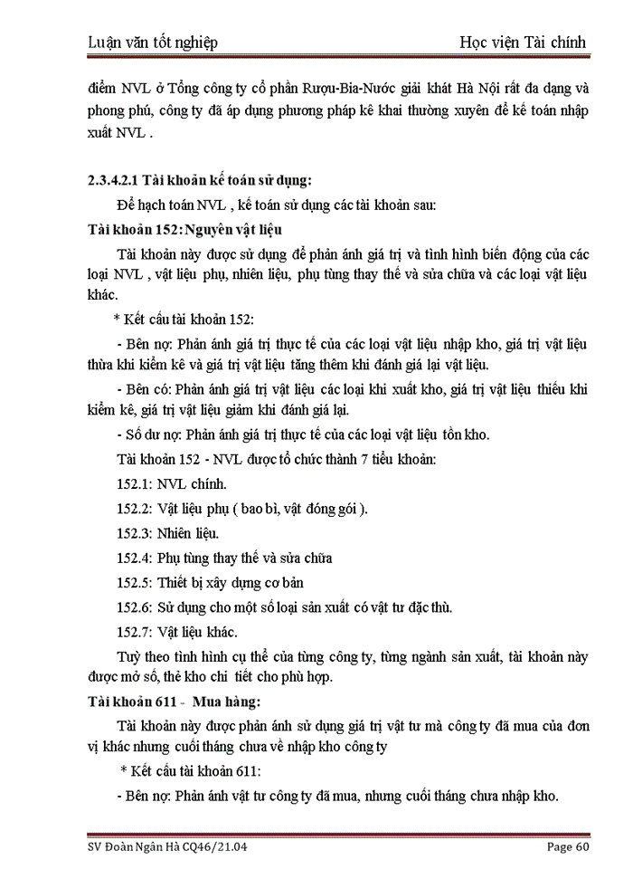 image for page Kế toán nguyên vật liệu tại Tổng Công ty cổ phần Rượu-Bia-Nước giải khát Hà Nội