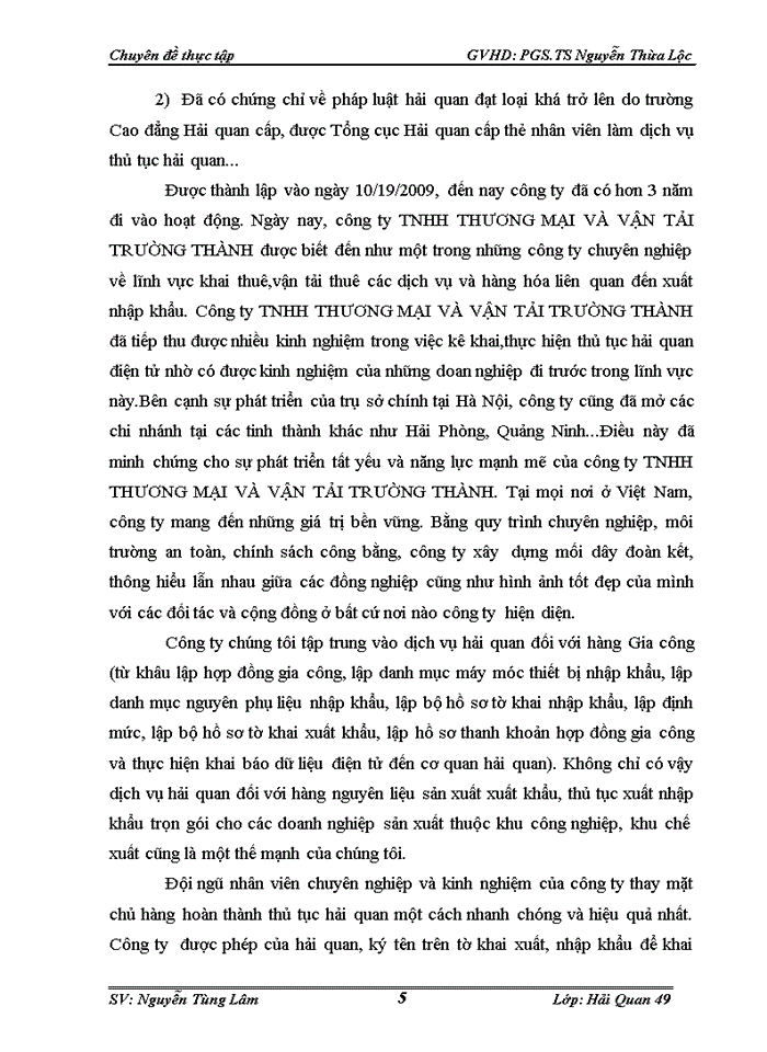 image for page Thực hiện thủ tục hải quan điện tử đối với hàng hóa nhập khẩu tại Công ty Trách nhiệm Hữu hạng thương mại và vận tải Trường Thành