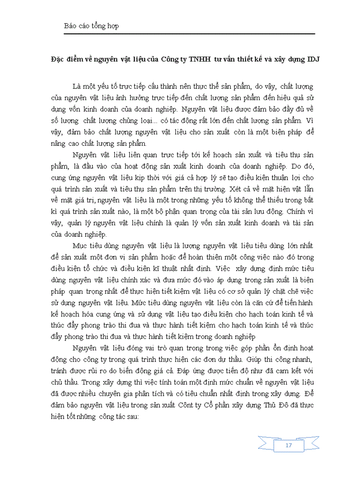 image for page Báo cáo tổng hợp tại Công ty Trách nhiệm Hữu hạng tư vấn thiết kế và xây dựng IDJ