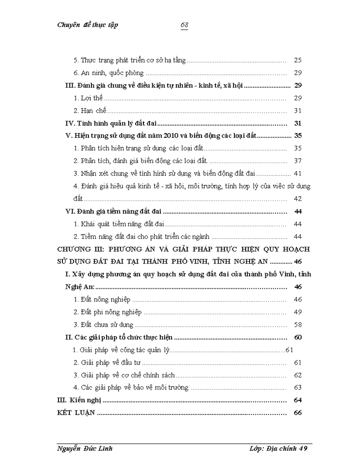 image for page Công tác lập quy hoạch sử dụng đất đai tại thành phố Vinh tỉnh Nghệ An giai đoạn 2010 - 2020