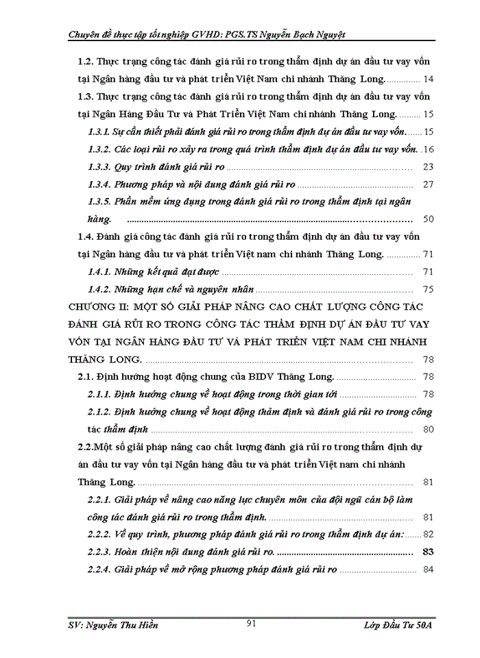 image for page Đánh giá rủi ro trong hoạt động thẩm định dự án xin vay vốn tại ngân hàng Đầu tư và Phát triển Việt Nam chi nhánh Thăng Long