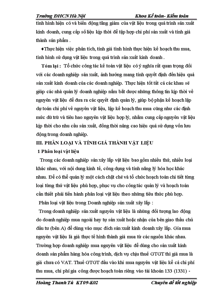 Hoàn thiện kế toán nguyên vật liệu tại doanh nghiệp sản xuất - Công ty Cổ Phần Kinh Doanh Vật Tư và Xây Dựng