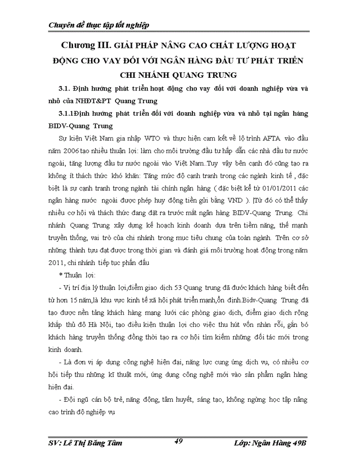 image for page Nâng cao chất lượng hoạt động cho vay đối với doanh nghiệp vừa và nhỏ tại ngân hàng Đầu tư và Phát triển chi nhánh Quang Trung