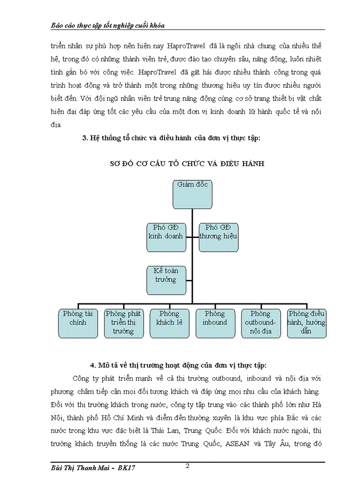 Báo cáo thực tập tốt nghiệp cuối khóa Công ty Cổ phần du lịch Hapro