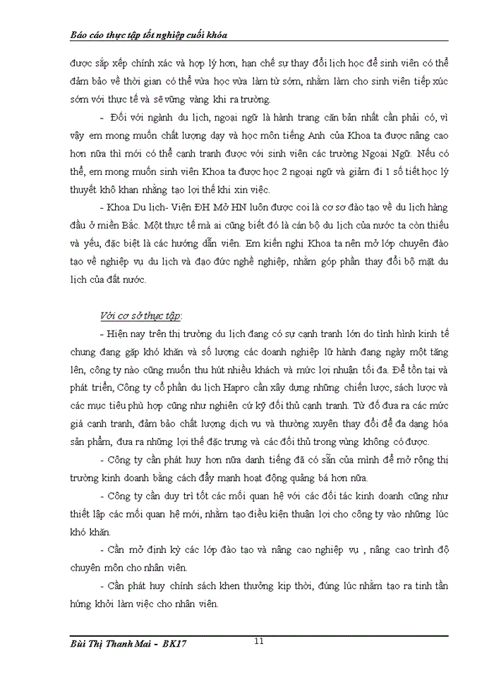 image for page Báo cáo thực tập tốt nghiệp cuối khóa Công ty Cổ phần du lịch Hapro